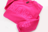 Personalised Mama Embossed Sweatshirt, Custom Mom Dad Sweater with Kids Name, Puff Printed Mama Crewneck, New Mom Gift, Mother's Day Gifts
