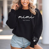 Personalised Grandma Sweatshirt, Custom Embossed Est Date Puff Printed Sweater, Grandkids Names on Sleeve Crewneck Jumper, Mothers Day Gifts