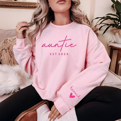 Personalised Grandma Sweatshirt, Custom Embossed Est Date Puff Printed Sweater, Grandkids Names on Sleeve Crewneck Jumper, Mothers Day Gifts