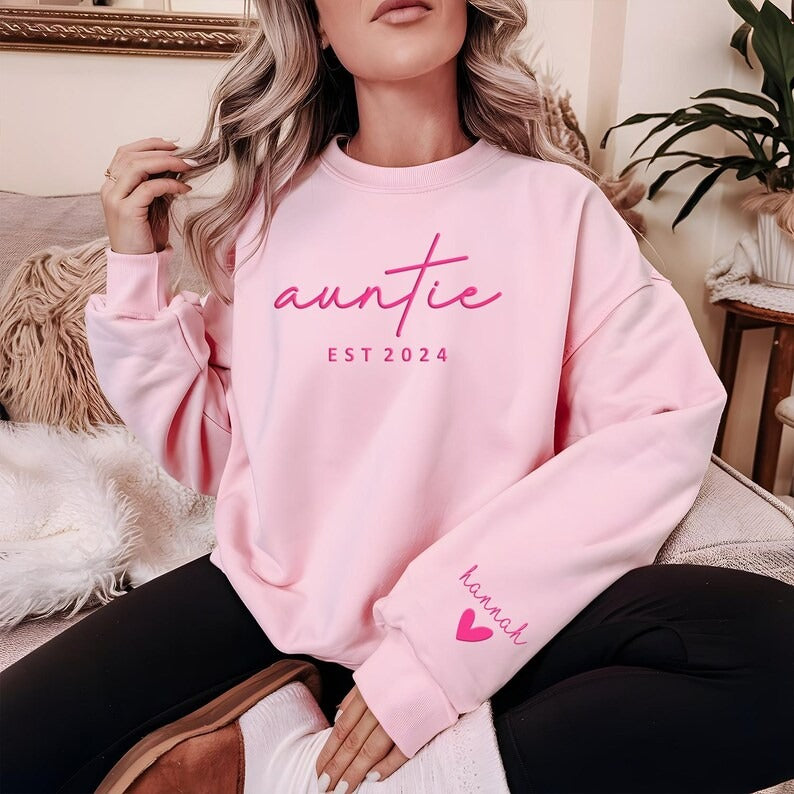 Personalised Grandma Sweatshirt, Custom Embossed Est Date Puff Printed Sweater, Grandkids Names on Sleeve Crewneck Jumper, Mothers Day Gifts