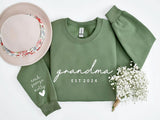 Personalised Grandma Sweatshirt, Custom Embossed Est Date Puff Printed Sweater, Grandkids Names on Sleeve Crewneck Jumper, Mothers Day Gifts