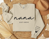 Personalised Grandma Sweatshirt, Custom Embossed Est Date Puff Printed Sweater, Grandkids Names on Sleeve Crewneck Jumper, Mothers Day Gifts