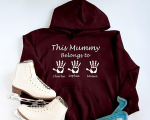 Personalised This Mummy Belongs To Hoodie, Custom Mama Printed Hoodie with Children's Names, Mother's Day Gifts, New Mom Present, Mum Gifts