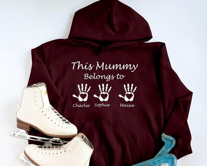 Personalised This Mummy Belongs To Hoodie, Custom Mama Printed Hoodie with Children's Names, Mother's Day Gifts, New Mom Present, Mum Gifts
