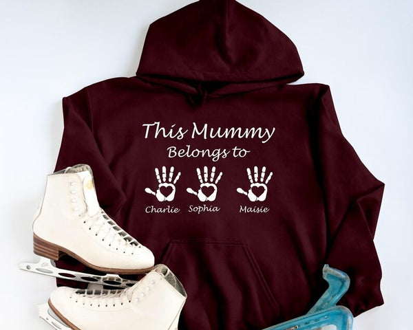 Personalised This Mummy Belongs To Hoodie, Custom Mama Printed Hoodie with Children's Names, Mother's Day Gifts, New Mom Present, Mum Gifts