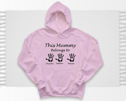 Personalised This Mummy Belongs To Hoodie, Custom Mama Printed Hoodie with Children's Names, Mother's Day Gifts, New Mom Present, Mum Gifts