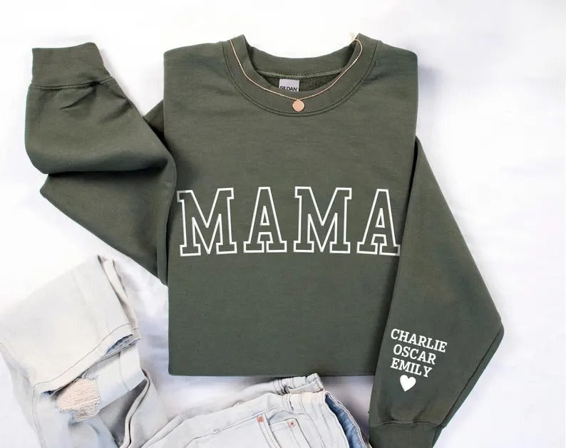 Personalised Dad Sweatshirt, Custom Kids Name On Sleeve Puff Printed Sweater, Embossed Fathers Day Jumper, Dad Birthday Gifts, New Dad Gift