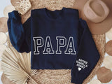 Personalised Dad Sweatshirt, Custom Kids Name On Sleeve Puff Printed Sweater, Embossed Fathers Day Jumper, Dad Birthday Gifts, New Dad Gift