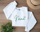 Embroidered Nana Crewneck Sweatshirt, Nana with Heart Sweatshirt, Mothers Day Gifts for Grammy, New Grandmother Jumpers, Gift for New Mom