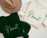 Embroidered Nana Crewneck Sweatshirt, Nana with Heart Sweatshirt, Mothers Day Gifts for Grammy, New Grandmother Jumpers, Gift for New Mom