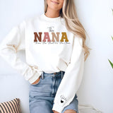 This Nana Wears Her Heart on Her Sleeve Sweater, Personalised Nana Sweatshirt, Custom Kids Names on Sleeve Jumper, Mother Day Gifts for Nana
