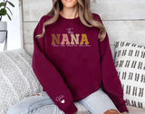 This Nana Wears Her Heart on Her Sleeve Sweater, Personalised Nana Sweatshirt, Custom Kids Names on Sleeve Jumper, Mother Day Gifts for Nana