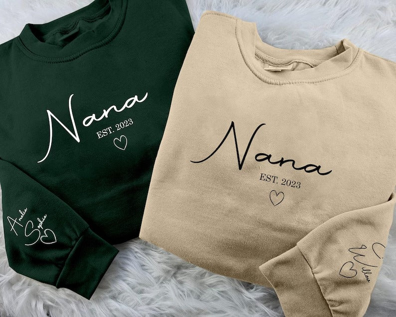 Personalised Nana Sweatshirt, Custom Kids Name Pullover, Grandma Gift Idea, Cute Nana Apparel, Unique Nana Sweatshirt, Mothers Day Gifts