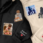 Embroidered Dad Portrait from Photo Hoodie, Personalized Sketch Hoodie with Name, Custom Fathers Day Jumper, Memorial Best Gift for Daddy