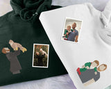 Embroidered Dad Portrait from Photo Hoodie, Personalized Sketch Hoodie with Name, Custom Fathers Day Jumper, Memorial Best Gift for Daddy
