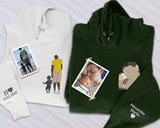 Embroidered Dad Portrait from Photo Hoodie, Personalized Sketch Hoodie with Name, Custom Fathers Day Jumper, Memorial Best Gift for Daddy