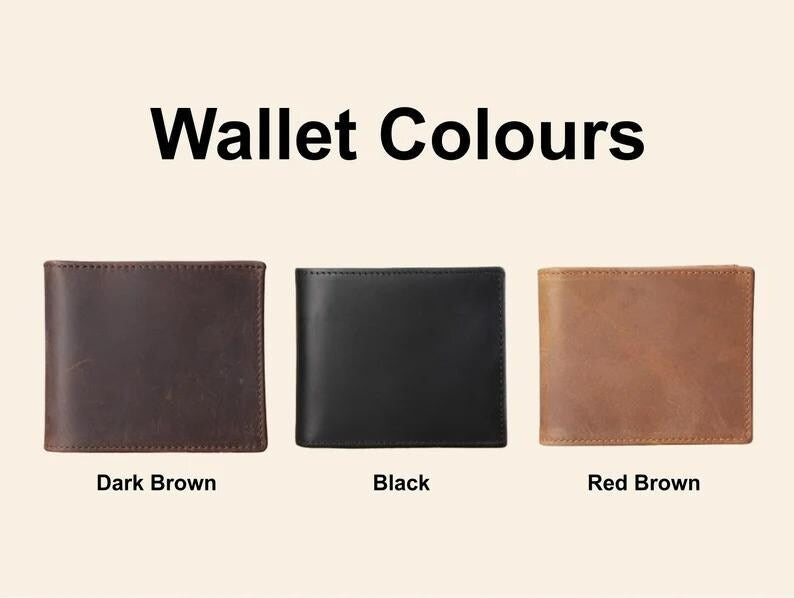 Personalized Leather Bifold Wallet, Custom Photo Engraved Men's Wallet, Premium Leather Wallet, Anniversary Gift for Him, Father's Day Gifts