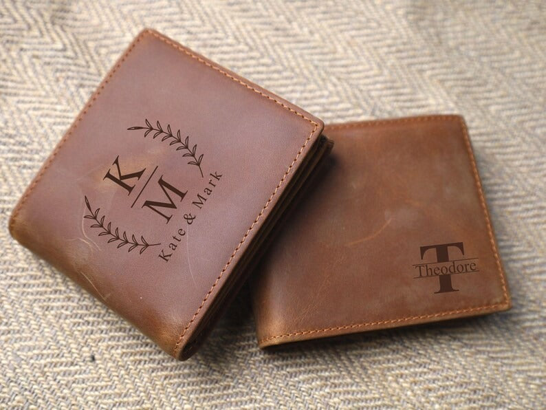 Personalized Leather Bifold Wallet, Custom Photo Engraved Men's Wallet, Premium Leather Wallet, Anniversary Gift for Him, Father's Day Gifts