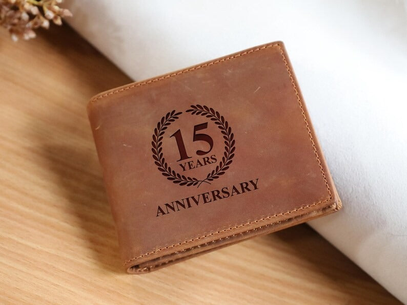 Personalized Leather Bifold Wallet, Custom Photo Engraved Men's Wallet, Premium Leather Wallet, Anniversary Gift for Him, Father's Day Gifts