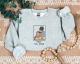 Personalised Dad Photo Sketch Sweatshirt, Embroidered Portrait Sweater with Initials, Custom Fathers Day Sweatshirt, Birthday Gift for Daddy