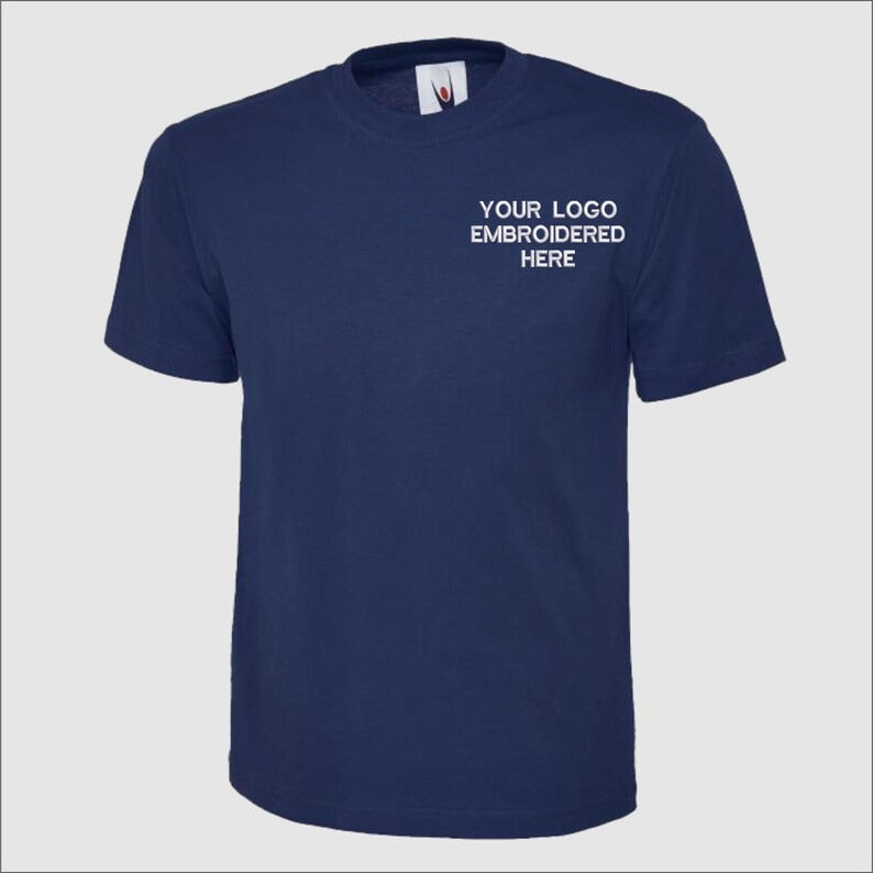 Custom Embroidered Logo T-Shirt, Your Logo Here Workwear Tees, Business Branding Tee, Personalised Shirt, Company Logo Top