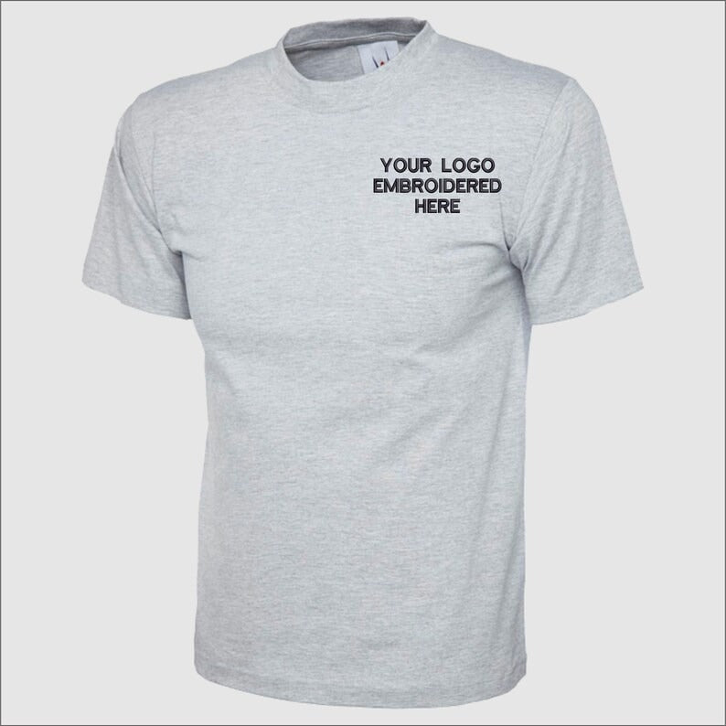 Custom Embroidered Logo T-Shirt, Your Logo Here Workwear Tees, Business Branding Tee, Personalised Shirt, Company Logo Top