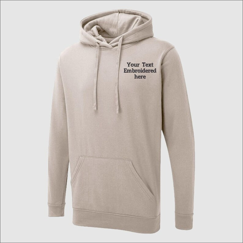 Custom Embroidered Text Hoodie, Personalized Name Hoodie, Monogram Hooded Sweater, Custom Text Jumper, Small Business Gift, Workwear Uniform