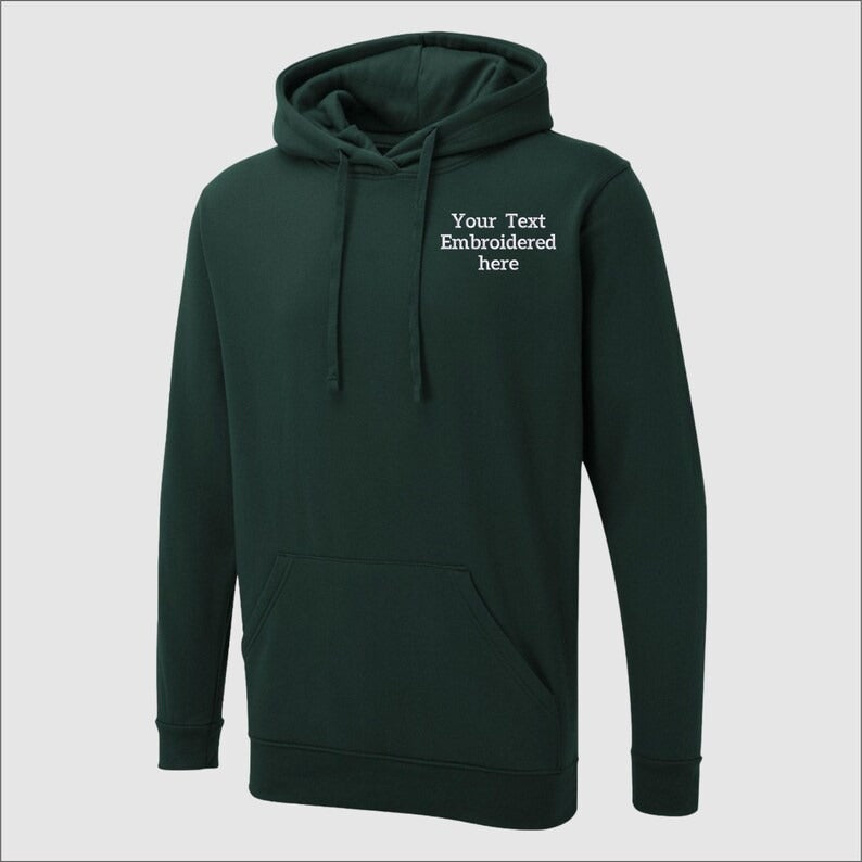 Custom Embroidered Text Hoodie, Personalized Name Hoodie, Monogram Hooded Sweater, Custom Text Jumper, Small Business Gift, Workwear Uniform