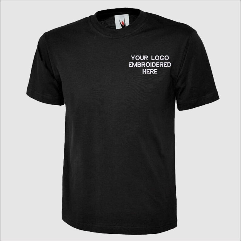 Custom Embroidered Logo T-Shirt, Your Logo Here Workwear Tees, Business Branding Tee, Personalised Shirt, Company Logo Top