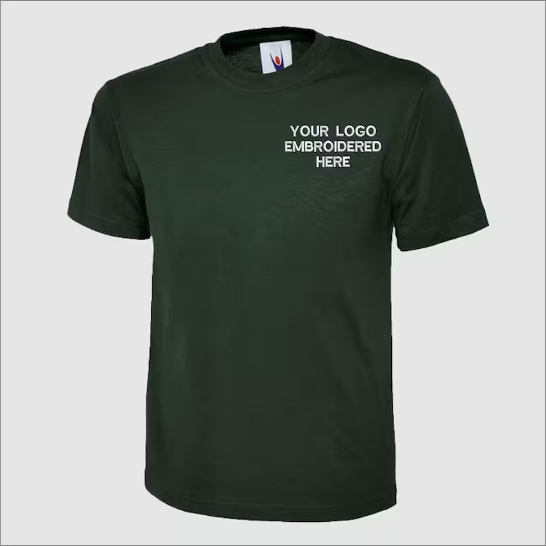 Custom Embroidered Logo T-Shirt, Your Logo Here Workwear Tees, Business Branding Tee, Personalised Shirt, Company Logo Top