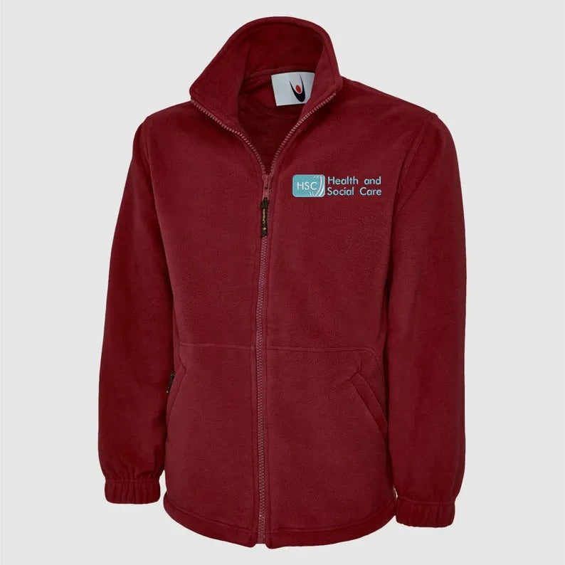 Embroidered Health And Social Care Jacket. Personalised Name Nurse Fleece, Healthcare Workers Uniform. Gift for Nurse, Students Nursing Gift