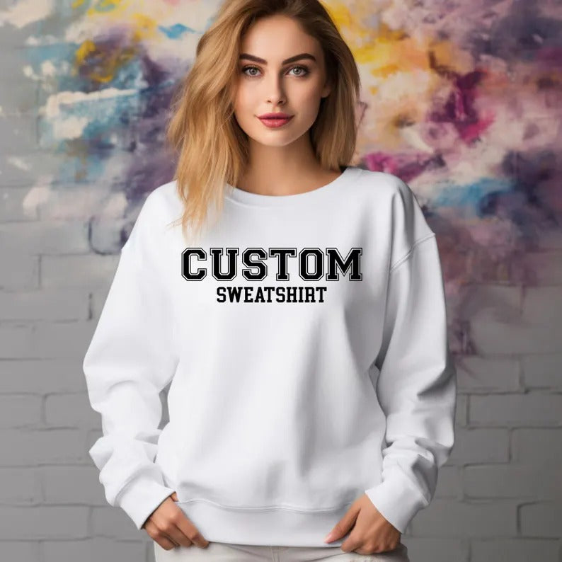 Personalised Sweatshirt, Custom Name or Text Crewneck, Your Own Text Monogram Jumper, Matching Couple Sweater, Mom Sweater, Mothers Day Gift