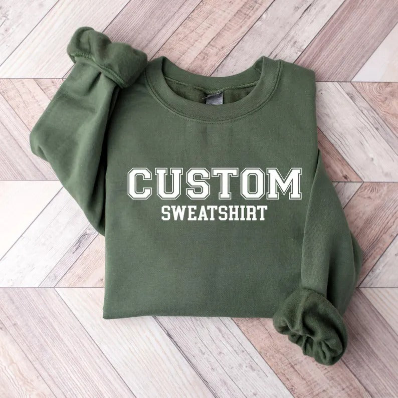 Personalised Sweatshirt, Custom Name or Text Crewneck, Your Own Text Monogram Jumper, Matching Couple Sweater, Mom Sweater, Mothers Day Gift