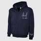 Embroidered Dad Zip Up Hoodie, Custom Text with Heart on Sleeve Jumpers, Personalized Est Date Dad Hoody, Father Day Gifts for Grandfather