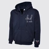 Embroidered Dad Zip Up Hoodie, Custom Text with Heart on Sleeve Jumpers, Personalized Est Date Dad Hoody, Father Day Gifts for Grandfather