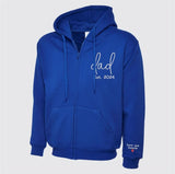 Embroidered Dad Zip Up Hoodie, Custom Text with Heart on Sleeve Jumpers, Personalized Est Date Dad Hoody, Father Day Gifts for Grandfather