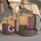 Personalised Felt Storage Basket with Initials, Custom Toy Organizer, Kids Room Printed Baskets, Baby Shower Gift, Pet Toy Bin, Gift for Her