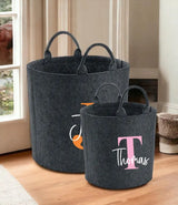 Personalised Felt Storage Basket with Initials, Custom Toy Organizer, Kids Room Printed Baskets, Baby Shower Gift, Pet Toy Bin, Gift for Her