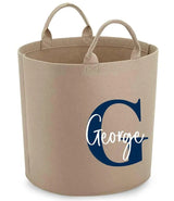 Personalised Felt Storage Basket with Initials, Custom Toy Organizer, Kids Room Printed Baskets, Baby Shower Gift, Pet Toy Bin, Gift for Her