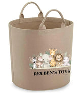 Personalized Safari Children's Storage Baskets | Jungle Animal Toy Organizer | Custom Name Bin | Kids Room Pet Baskets | Baby Shower Gifts