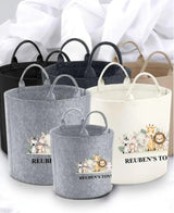 Personalized Safari Children's Storage Baskets | Jungle Animal Toy Organizer | Custom Name Bin | Kids Room Pet Baskets | Baby Shower Gifts