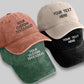 Personalised Embroidered Vintage Hat, Custom Name Dad Cap, Retro Aesthetic Baseball Cap, Adjustable Gift for Him, Custom Text Workwear Hats