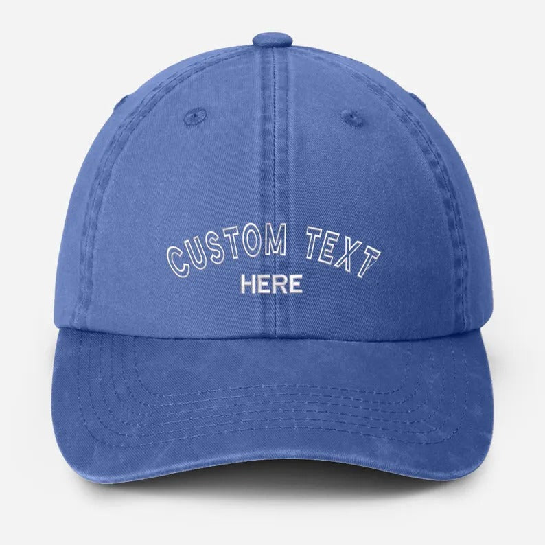 Personalised Embroidered Vintage Hat, Custom Name Dad Cap, Retro Aesthetic Baseball Cap, Adjustable Gift for Him, Custom Text Workwear Hats