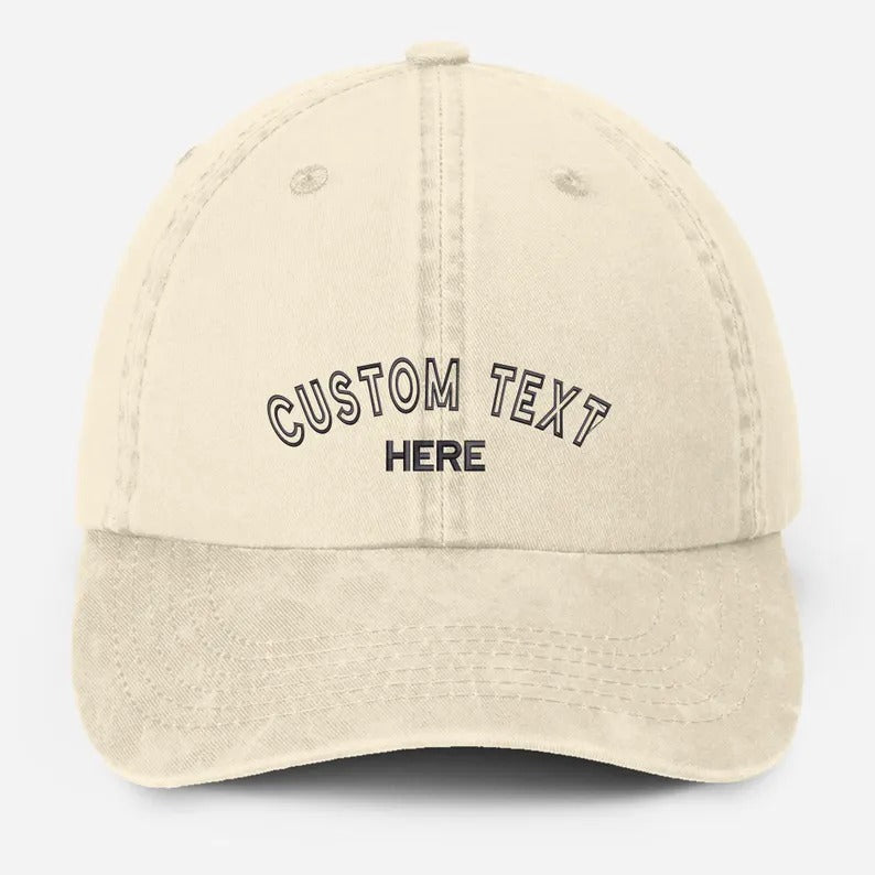 Personalised Embroidered Vintage Hat, Custom Name Dad Cap, Retro Aesthetic Baseball Cap, Adjustable Gift for Him, Custom Text Workwear Hats