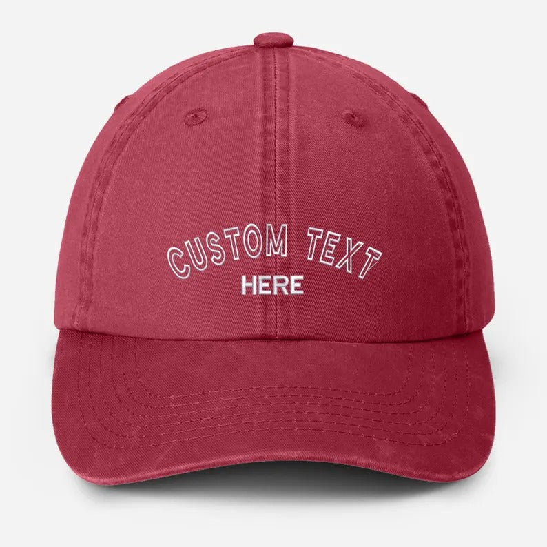 Personalised Embroidered Vintage Hat, Custom Name Dad Cap, Retro Aesthetic Baseball Cap, Adjustable Gift for Him, Custom Text Workwear Hats