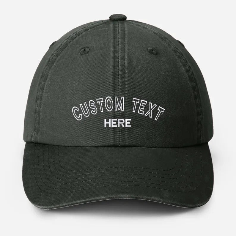 Personalised Embroidered Vintage Hat, Custom Name Dad Cap, Retro Aesthetic Baseball Cap, Adjustable Gift for Him, Custom Text Workwear Hats