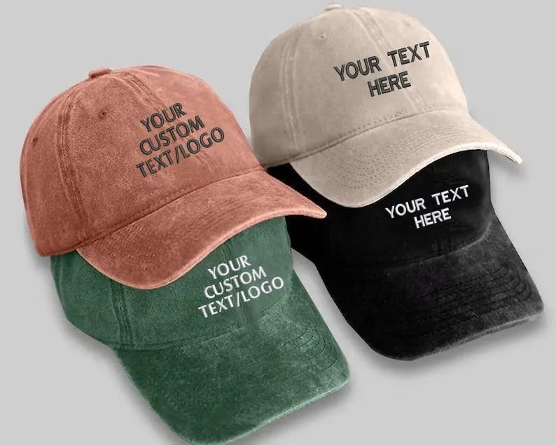 Personalised Embroidered Vintage Hat, Custom Name Dad Cap, Retro Aesthetic Baseball Cap, Adjustable Gift for Him, Custom Text Workwear Hats