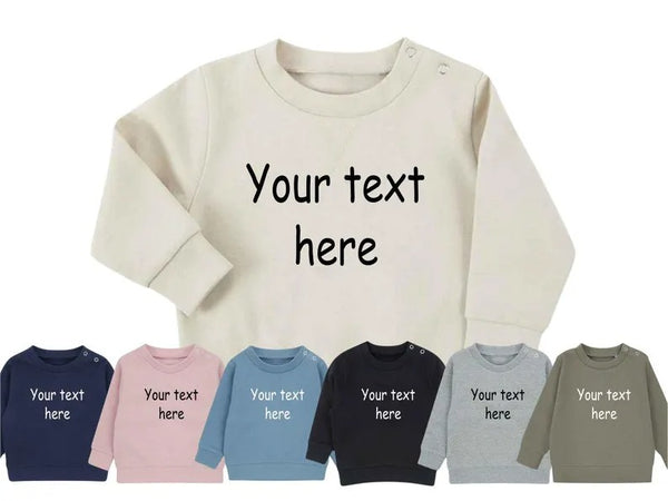 Personalised Text Baby & Toddler Sweatshirt, Custom Kids Sustainable Sweaters, Personalized Text/ Name Toddlers Crewnecks, Baby Shower Gifts
