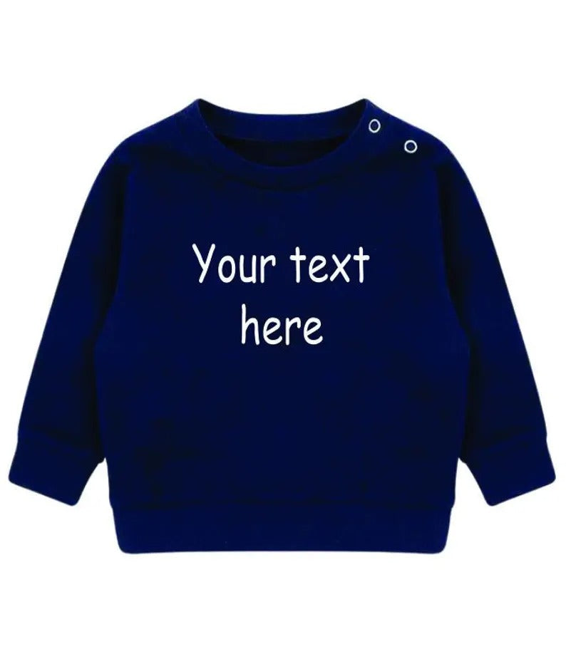 Personalised Text Baby & Toddler Sweatshirt, Custom Kids Sustainable Sweaters, Personalized Text/ Name Toddlers Crewnecks, Baby Shower Gifts