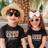 Personalised Cousin Crew Shirt, Groovy Kids Matching T-Shirt, Retro Custom Matching Cousins Kids Tees, Cousins Gifts, Summer Sibling Tees